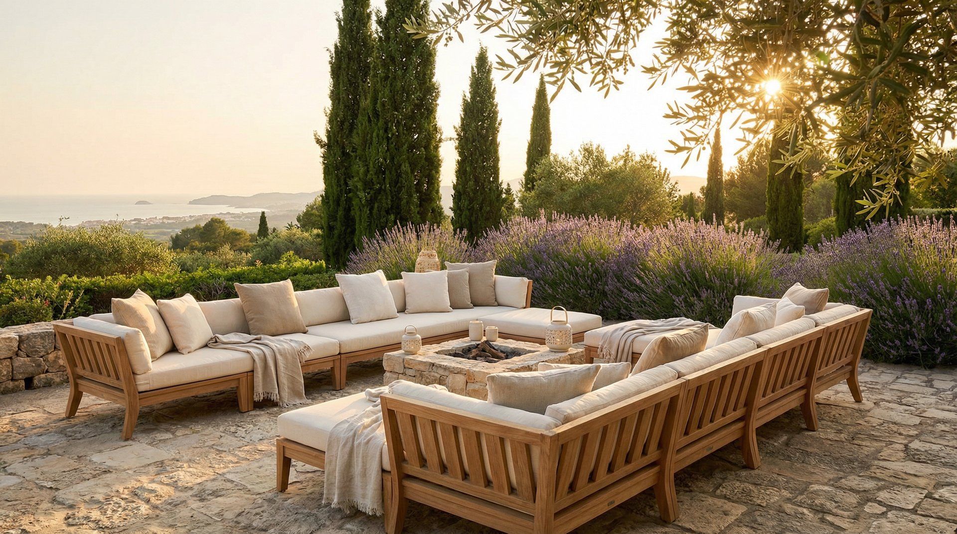 Jardin méditerranéen avec salon de jardin Avaneah